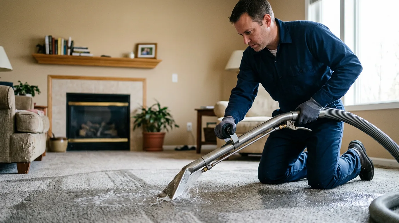 Water damage restoration technician working near Stinnett, TX